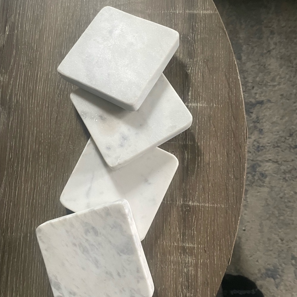 Set of White Marble Coasters